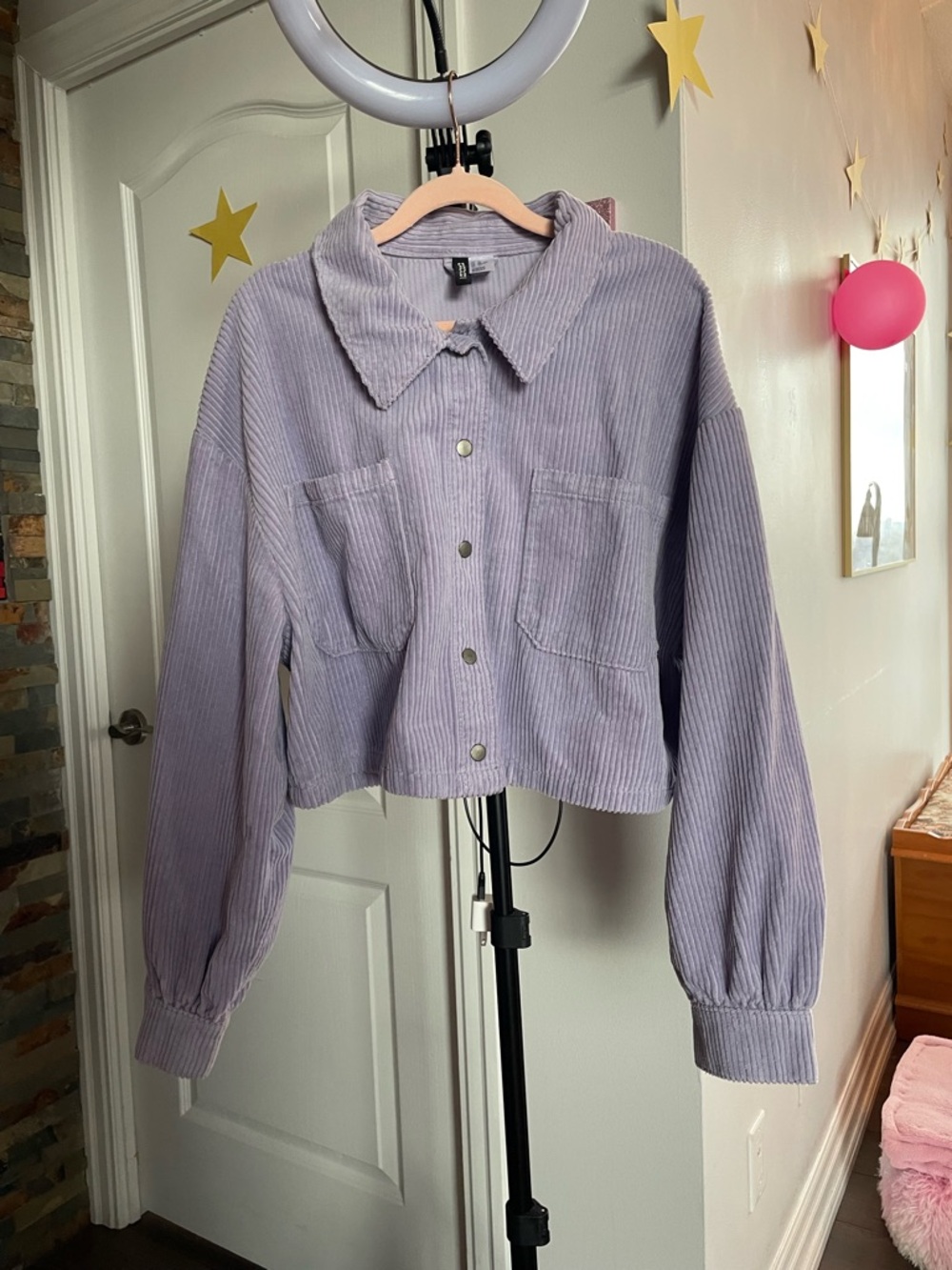 H&M Lavender Cropped Corduroy Jacket
